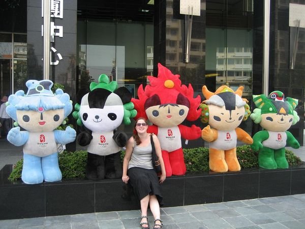 Allee with the mascots for this year's Olympics