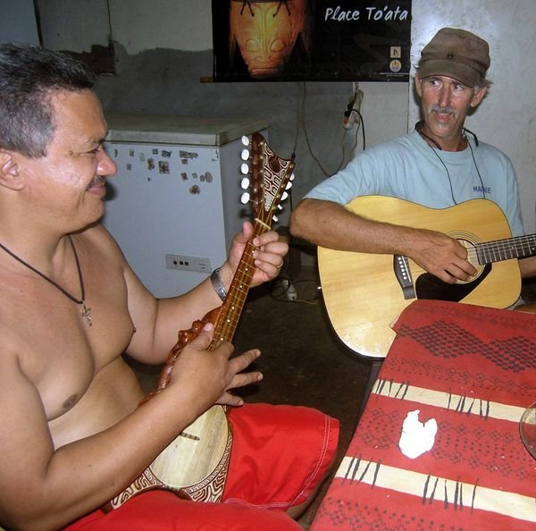 The ukelele being demonstrated by our host during an evening soiree in Hanavave