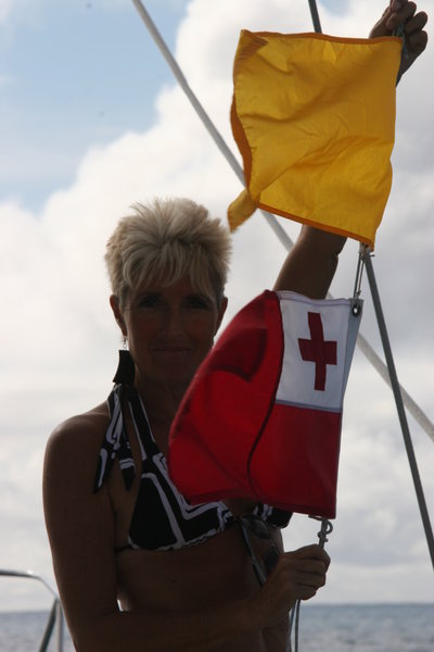 Raising the Tonga flag
