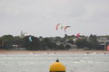 Kiteboarders on the approach to Auckland