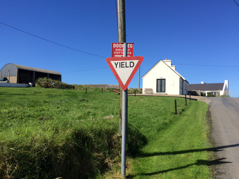 Yield. The Irishman's Give Way sign. 
