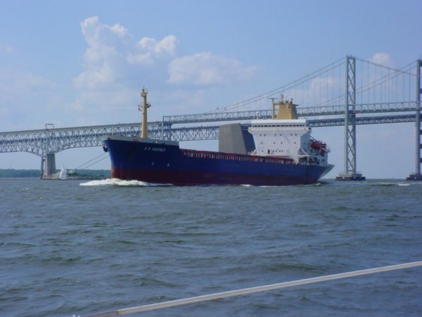Passing Ship by Bay Bridge