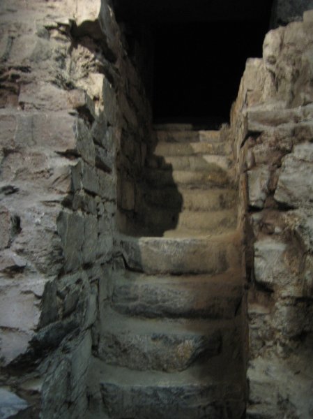 Excavated stairs to the castle's original gun powder tower