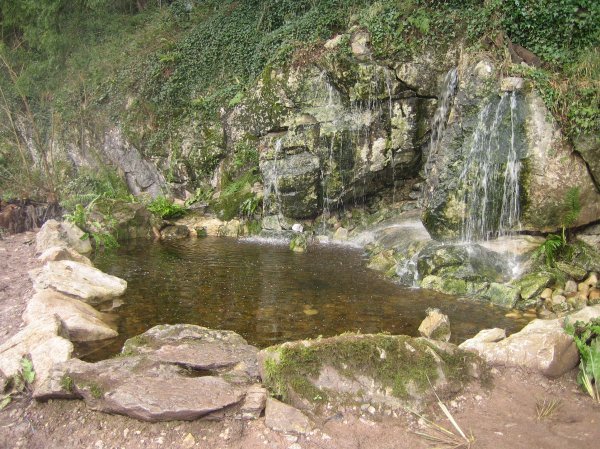 A waterfall on the castle grounds