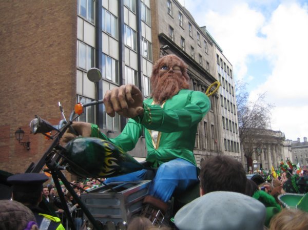 St.Patrick on a motorcycle