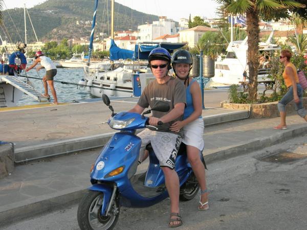 Matt & Elle on mopeds