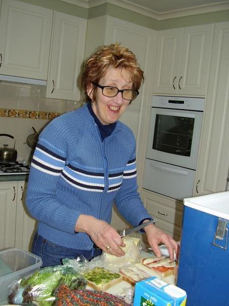 Geraldine in her new kitchen