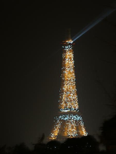 the eiffel tower at night
