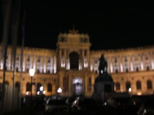 Part of the Hofburg Complex at night.