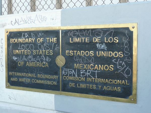 The official border between the US and Mexico in Juare