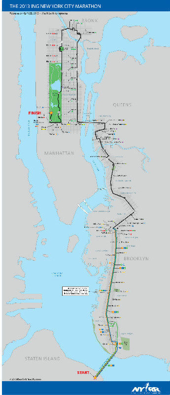 New York City Marathon Route Map