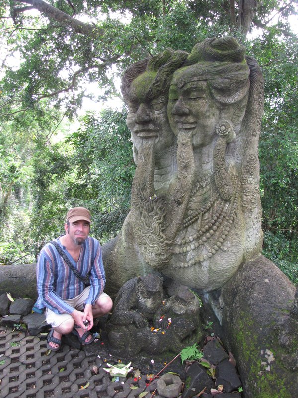 Many carved statues in Monkey Forest