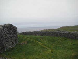 looking out at the outer walls