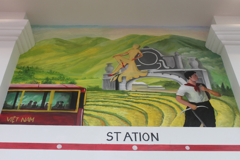Painting on the wall at Sapa train station