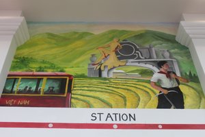 Painting on the wall at Sapa train station