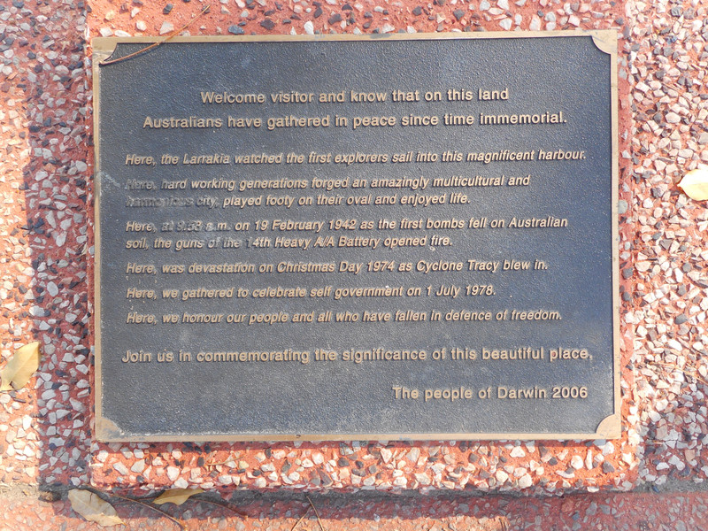 At the Memorial Park in Darwin city
