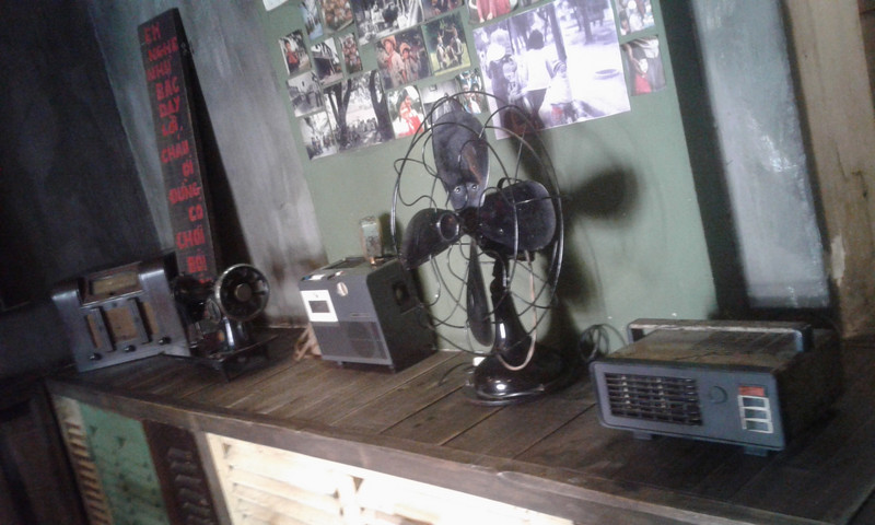 Old things are displayed at Cafe AHA in Hanoi