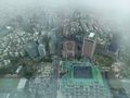 Misty view of Taipei on the 89th floor of Taipei 101 at 1pm