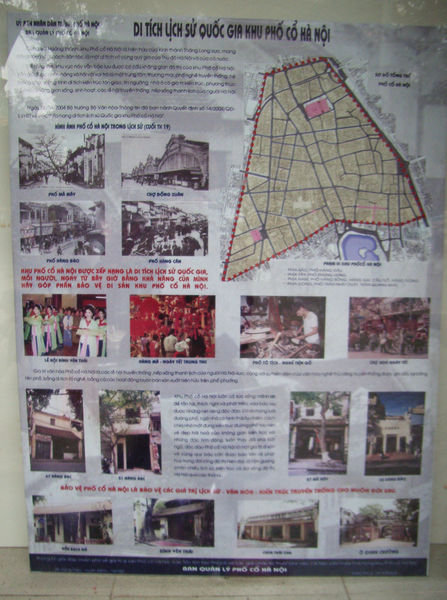 Information board about Hanoi's Old Quarter