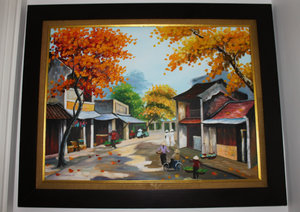 Oil painting of Hanoi's Old Quarter