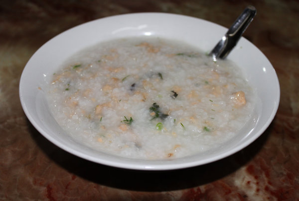 Rice porridge with salmon in Sapa