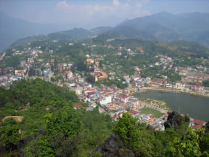 Sapa city view from Hàm Rồng mountain
