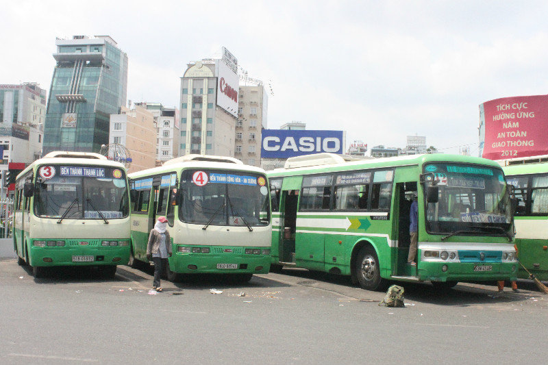 Big bus stop near Bến Thành market - Sài Gòn