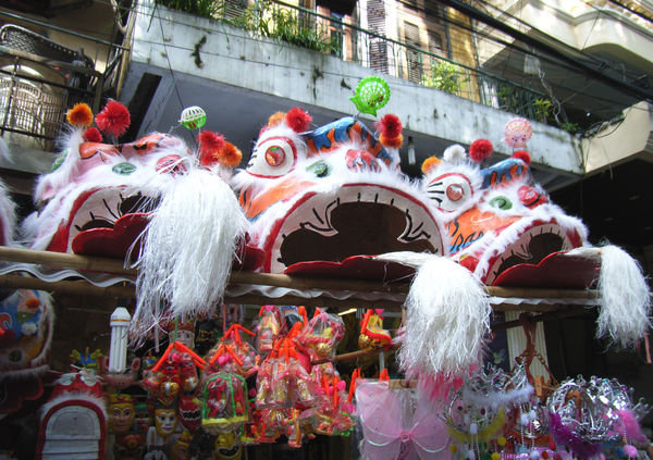 Lion heads for the lion dance