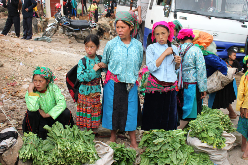 Selling vegetables at a market in Hà Giang province