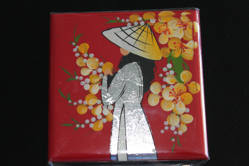 A wooden box with lacqueware painting
