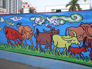 Painting of the buffaloes at the Trade Fair