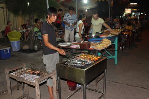 Selling seafood barbecue on Phú Quốc island