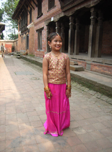 A little girl at Changu Narayan temple