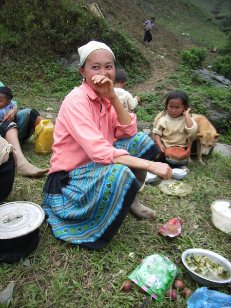 A blue H'mong woman in Mộc Châu highlands