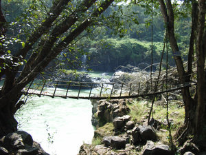 A hanging bridge at Gia Long waterfall