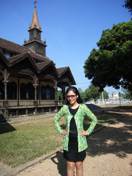 Me at the Kon Tum wooden church