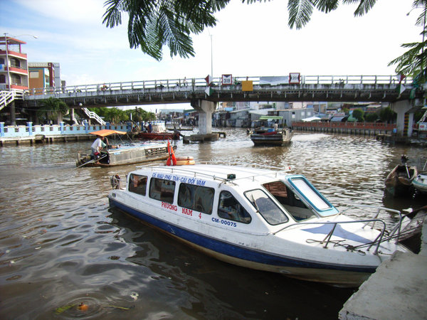 Water taxi in Cà Mau city, Vietnam