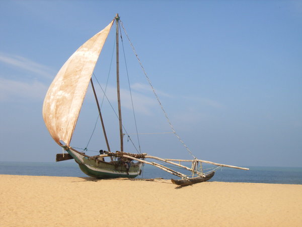 A boat in Negombo beach town