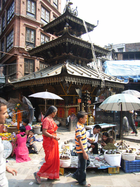 A temple at the market in Kathmandu, Nepal