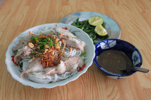 Bún mắm (noodles with pork and prawn sauce)