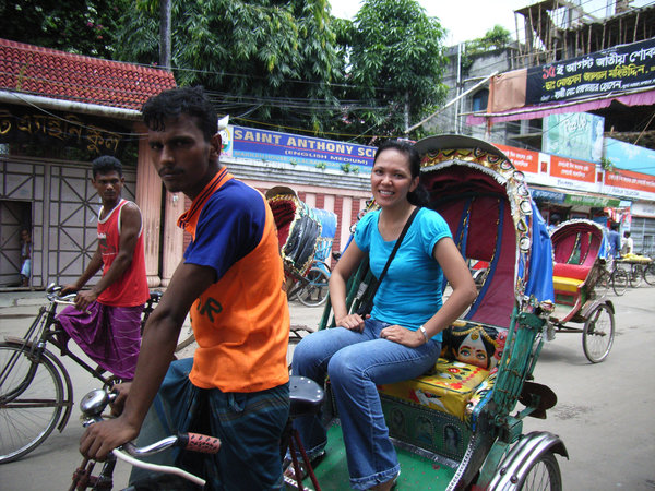Me on a rickshaw in Dhaka 