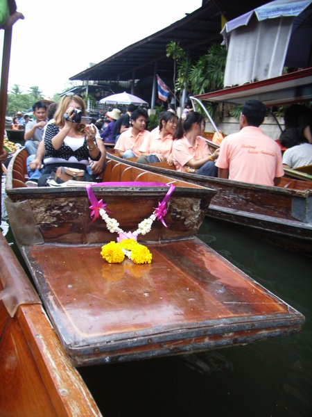 Flowers on front side of the boat
