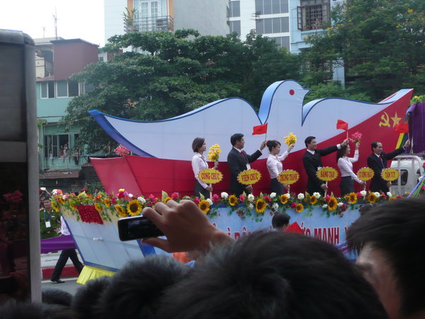 The symbol of peace at the parade