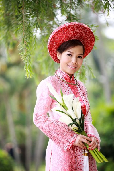 My sister in Vietnamese traditional dress