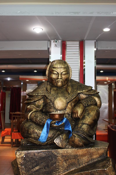 Statue of Chinggis Khan at Altai BBQ restaurant