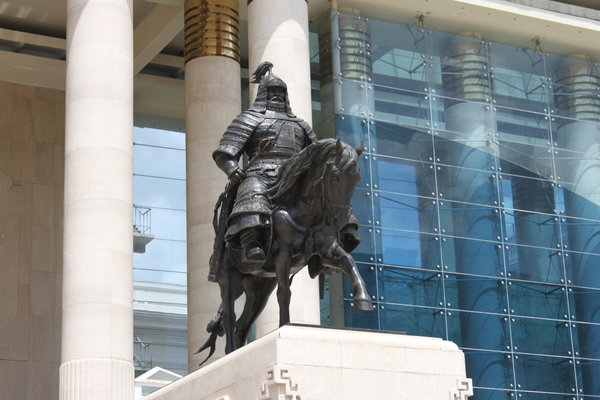 Statue of Mongolian warrior at the Government House