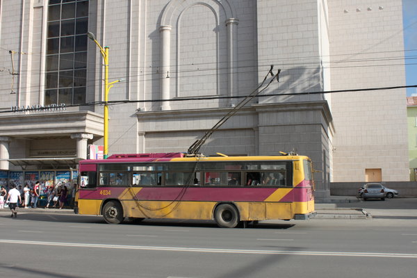 A bus on Peace Avenue