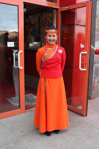 A Mongolian girl at Altai BBQ restaurant