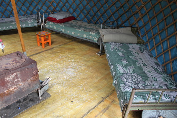 Beds inside a tourist ger