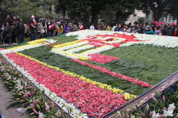 Symbol of Hanoi made from flowers